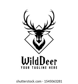 deer head with amazing sharp horn image graphic icon logo design abstract concept vector stock. Can be used as a symbol related to animal.