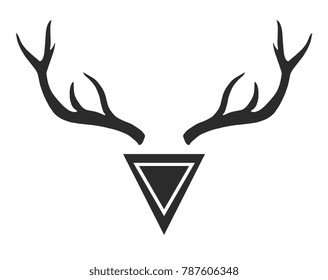 Deer head. Animal silhouette. Vector artwork. Black and white.