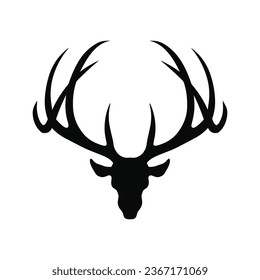 Deer Head With Antler Black Color Vector
