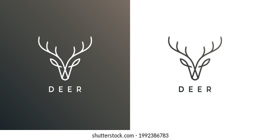 Deer head antler line icon. Elk buck symbol. Wild animal logo. Wilderness sign. Vector illustration.