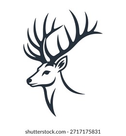 Deer Head Antler Logo Design icon Vetor