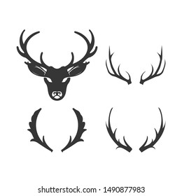 deer head and antler logo template. set icon