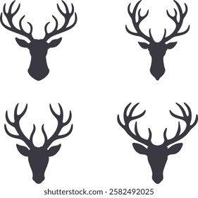 Deer head with antlers, Deer antler vector, Deer head art, Deer horns silhouette