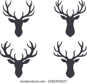 Deer head with antlers, Deer antler vector, Deer head art, Deer horns silhouette