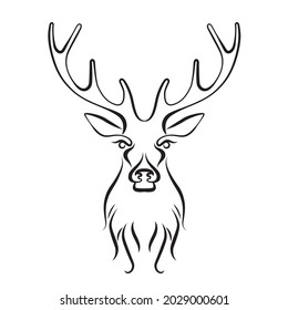 Deer head with antlers. calligraphy drawing. Vector graphics