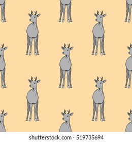
deer head with antlers. one young. seamless texture . pattern and silhouette. For all who love wildlife. Isolate on white background.