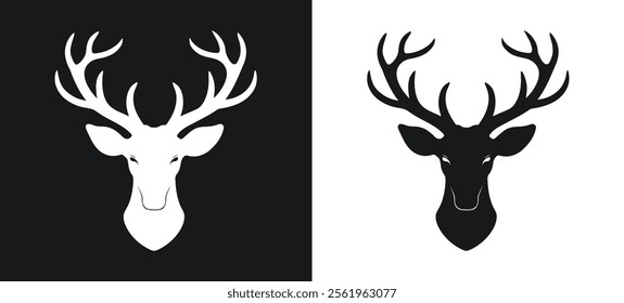 A deer head with antlers silhouette design