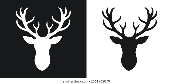 A deer head with antlers silhouette design