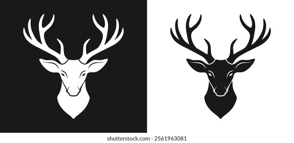 A deer head with antlers silhouette design