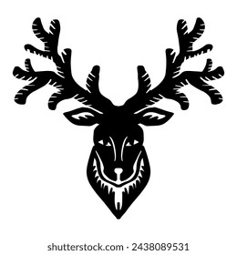 Deer head with antlers. Vector illustration of a deer head.