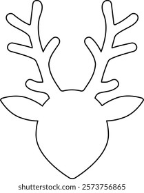 Deer head with antlers - vector linear image for laser cutting, logo or pictogram. Outline. Deer, animal silhouette for printing