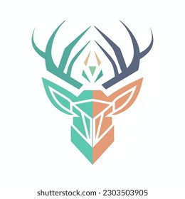 Deer head with antlers. Vector logo or icon design