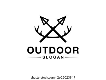 Deer head and arrow logo design template. Vector illustration