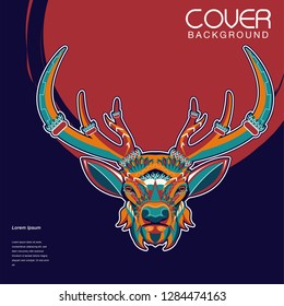 Deer head with beautiful crescent moon in his antlers