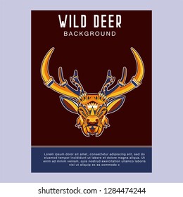 Deer head with beautiful crescent moon in his antlers