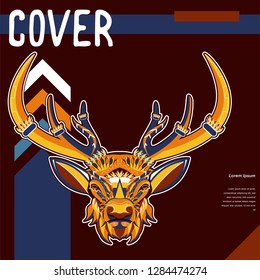 Deer head with beautiful crescent moon in his antlers