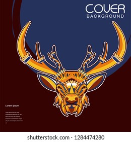 Deer head with beautiful crescent moon in his antlers