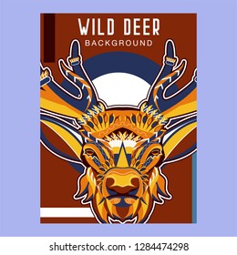 Deer head with beautiful crescent moon in his antlers