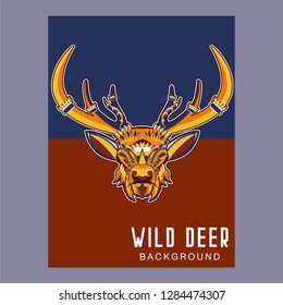 Deer head with beautiful crescent moon in his antlers