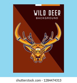 Deer head with beautiful crescent moon in his antlers