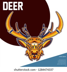 Deer head with beautiful crescent moon in his antlers
