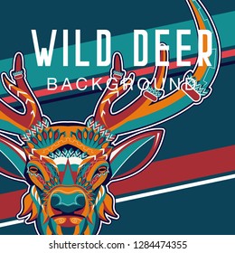 Deer head with beautiful crescent moon in his antlers