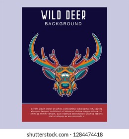 Deer head with beautiful crescent moon in his antlers
