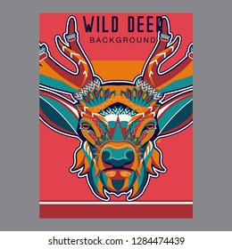 Deer head with beautiful crescent moon in his antlers