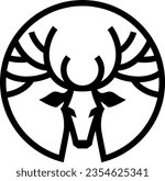 Deer Head with Big Antlers Logo Template Design