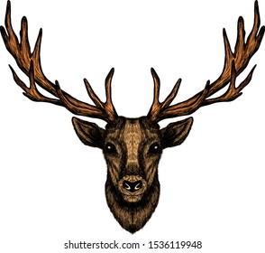 Deer Head Big Horns Brown Stock Vector (Royalty Free) 1536119948