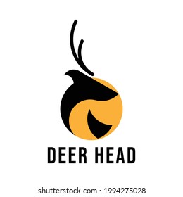 deer head with big horns logo vector