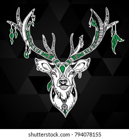Deer head and Black background