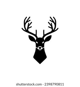 Deer head. Black silhouette in a minimalist style.