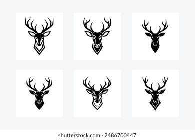 deer head black silhouette vector illustration