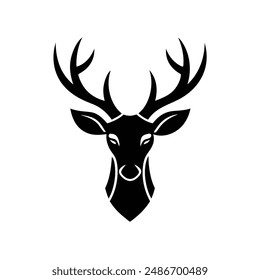 deer head black silhouette vector illustration