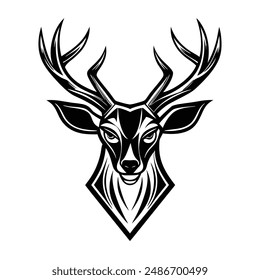 Hirschkopf Schwarz Silhouette Vektorillustration
