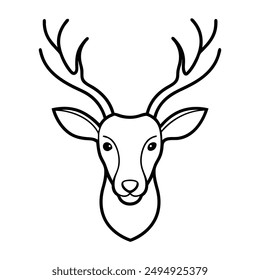 Deer Head Black Silhouette Vector Illustration. Elegant deer head silhouettes in vector format, perfect for digital and print projects.