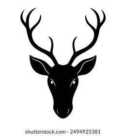 Deer Head Black Silhouette Vector Illustration. Elegant deer head silhouettes in vector format, perfect for digital and print projects.