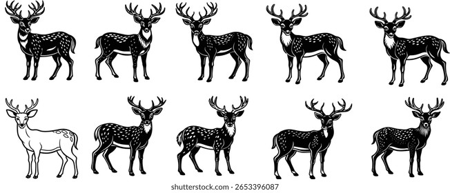 Deer head black and white icon vector