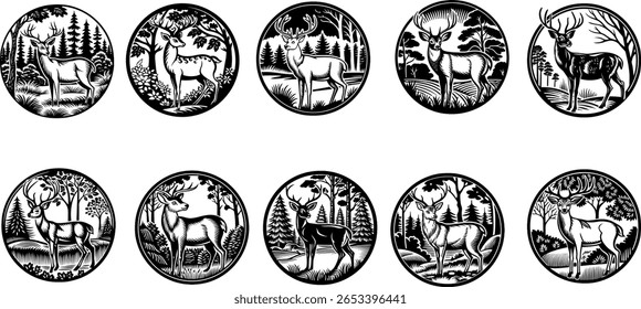 Deer head black and white icon vector