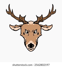 deer head cartoon. Cute illustration of animal face. Vector design