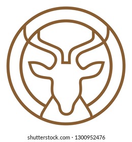 Deer Head circle line abstract