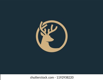 Deer Head Circle Logo Icon Design Vector