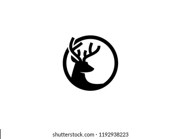deer head circle logo icon design vector
