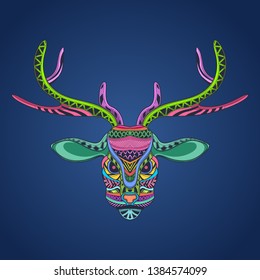 deer head colorful in pop style