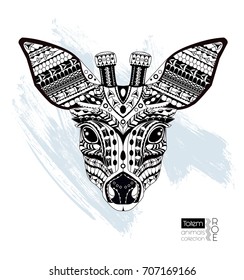 Deer  head coloring book / page. Ethnic animals vector illustration. African / indian / totem / tattoo design. Can be used as t-shirt and bag print, postcard, poster. Anti stress for adults