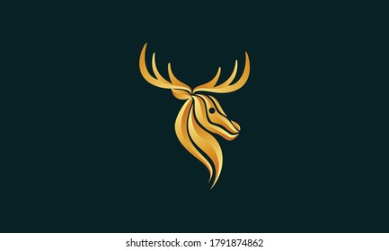 Vector del logo de diseño creativo de la cabeza de ciervo. Diseño del logotipo del venado