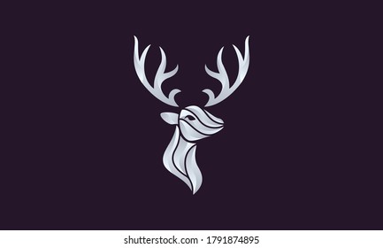 Vector del logo de diseño creativo de la cabeza de ciervo. Diseño del logotipo del venado