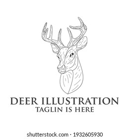 Deer head creative design logo vector. Deer illustration, Abstract Deer Head Logo Design. Vector illustration. Stylized geometric shape deer logotype.