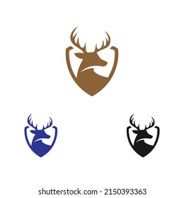 Deer head creative design logo vector. Deer illustration, Deer illustration logo, Deer head shape vector icon, Forest animals, vector design, Reindeer head isolated vector illustration. 